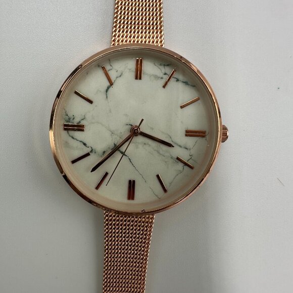 3/$30 Grey Marble Dial Watch Women Rose Gold Tone 36MM Mesh Band 9 Inch - Picture 2 of 14